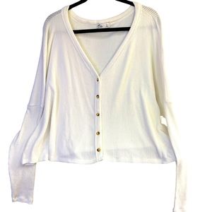 White Hollister cropped ribbed knit cardigan size XL